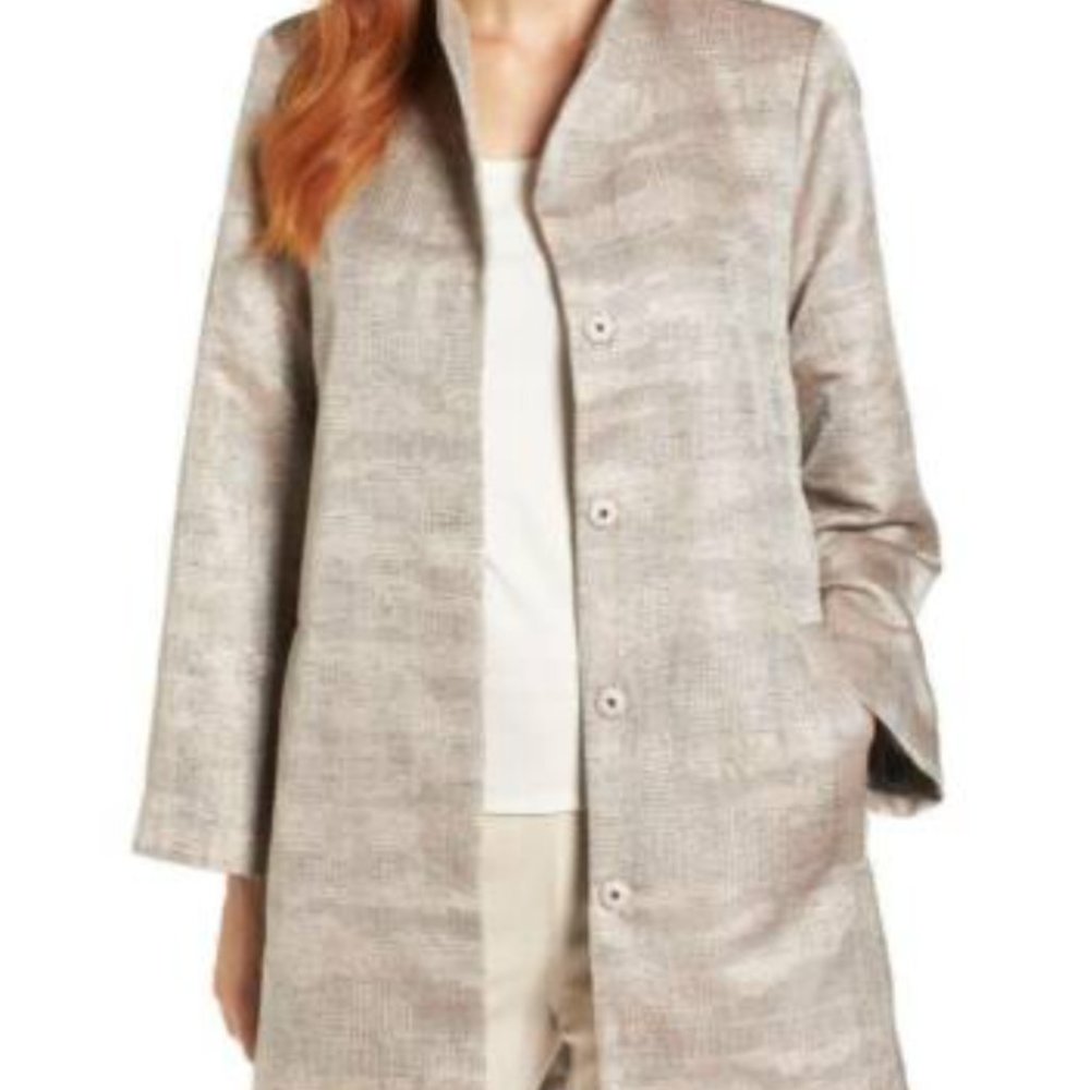 NWT EILEEN FISHER ENIGMA JACQUARD FUNNEL JACKET